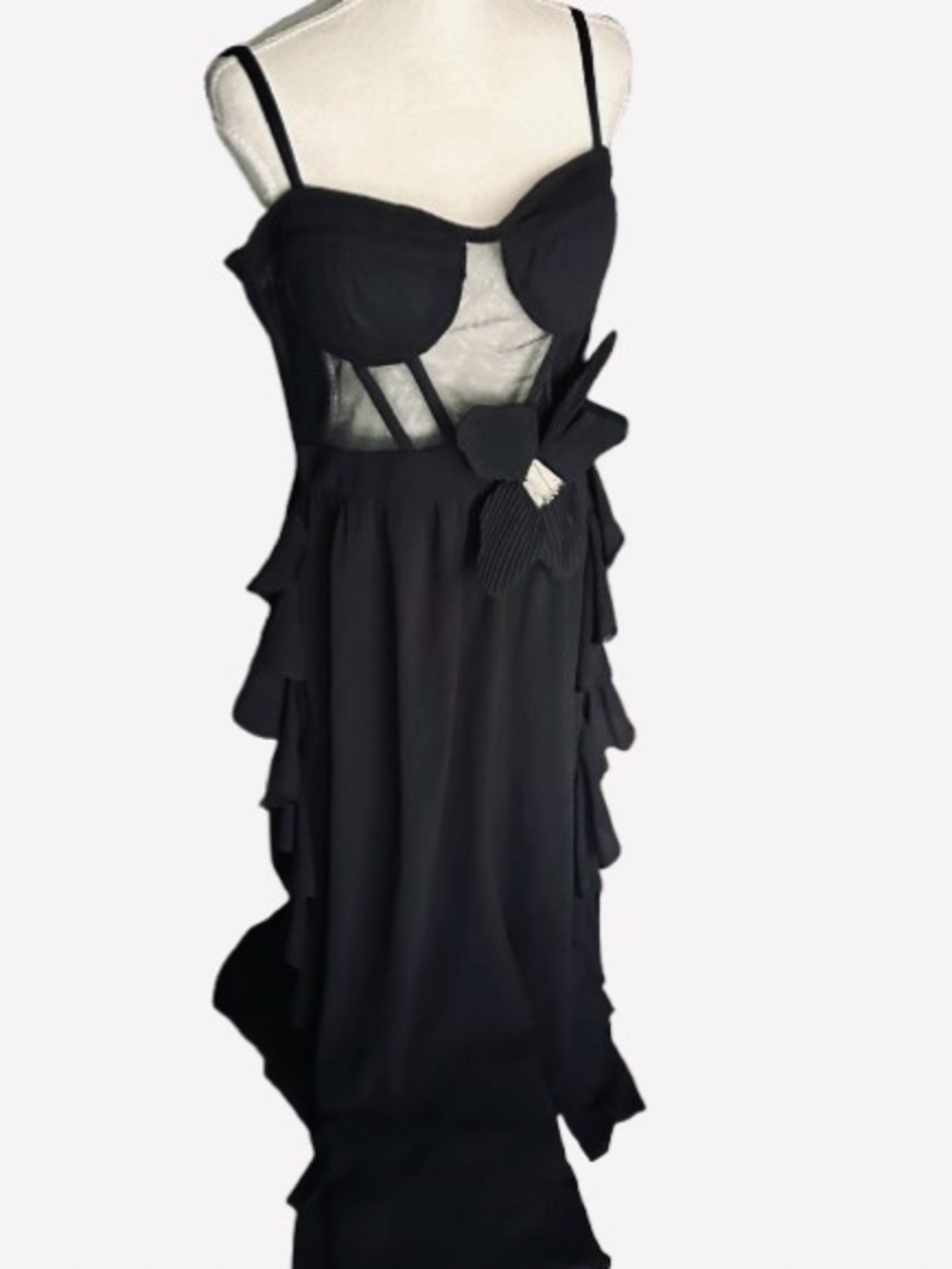Incredible!!! Sheer Corset PatBo Gown Dress Formal Corset Illusion Floral Large - Picture 2 of 16